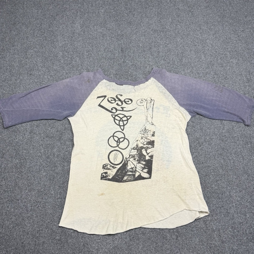 Vintage 1970s Led Zeppelin WORLD TOUR Rare Rock tshirt True Vintage USA Made S - Picture 2 of 15